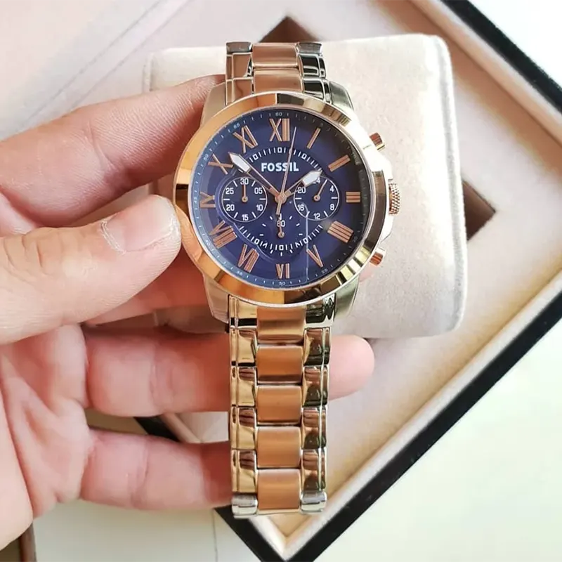 Fossil Grant Chronograph Blue Dial Two-tone Men's Watch | FS5024